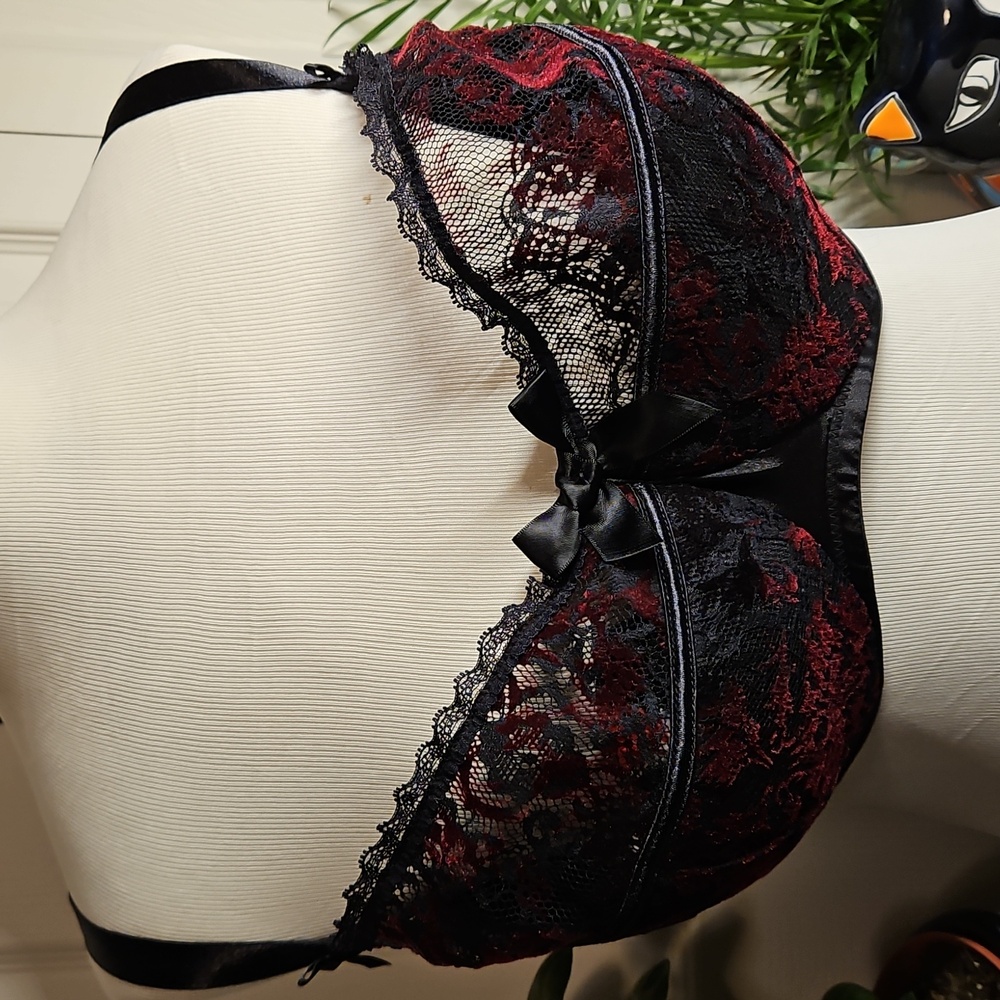 *PRICE FIRM* Cacique Black and Red Lace Bra